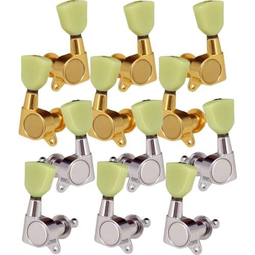 Tooyful 6 Pieces Iron Closed Tuning Pegs Tuning Keys Tuners for Electric Guitar Replacement Parts 3L3R Gold
