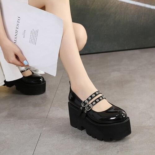 Fall Shoes Women Japanese Style Vintage Soft Sister Girls High Heels Waterproof Platform College Student Cosplay Costume Shoes