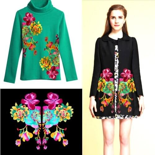 Twinning Patches Flowers Embroidered Sew On Patches For Clothing Jacket Applique DIY Accessory