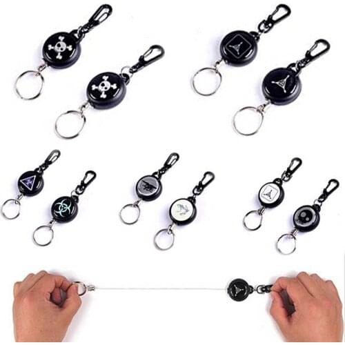 Outdoor Resilience Retractable Steel Wire Rope Keychain Camping Anti-Lost Key Chain Keyring Keychain Spring Buckle EDC Tools