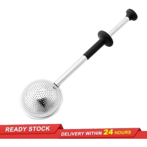 Stainless steel tea ball retractable tube press type tea maker portable tea ball tea leaking seasoning teapot household reusable