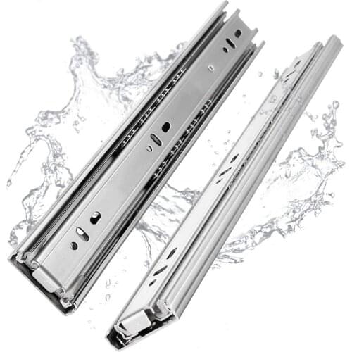 10-20In Stainless Steel Drawer Slides Soft Close Track Cushioned Closing Mute Three-Section Rail Sliding Furniture Hardware
