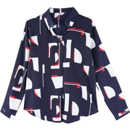 Neatie kiddie Office Ladies Chiffon Long Sleeve Blouse for Women 2019 Turn-down Collar Fashion Print Spring Shirt Female Tops