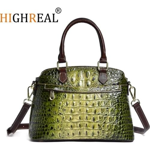 Genuine Leather Luxury Handbags Women Bags Designer Large Capacity Female Messenger Bag Crocodile Leather Purse Bolsa Feminina
