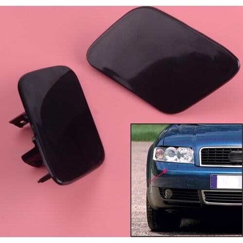 DWCX 1 Pair Bumper Headlight Headlamp Washer Cap Unpaint Cover 8E0955276 8E0955275 Fit For Audi A4 B6 Quattro 2002-2005