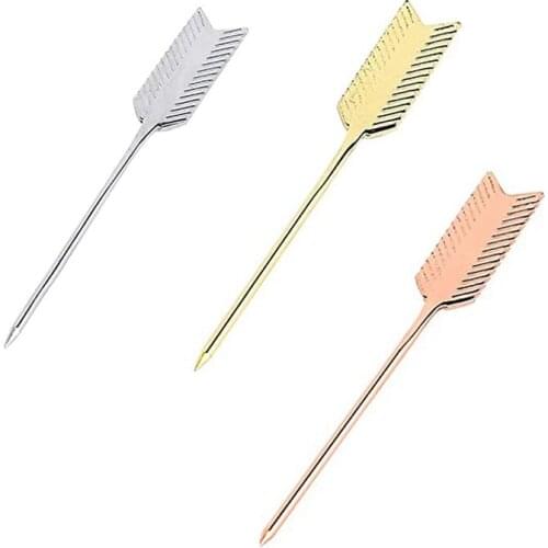 10 pcs Stainless Steel Arrow Cocktail Picks Reusable Drink Picks Martini Picks Toothpicks for Fruit,Cocktail,Party,Wedding