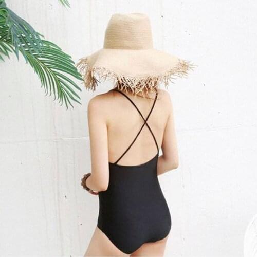 2018 New Women One Piece Swimsuit Sexy Swimwear Female Ladies Bangdage Backless Bodysuit BeachwearWith Breast Up Pads Flesh pink