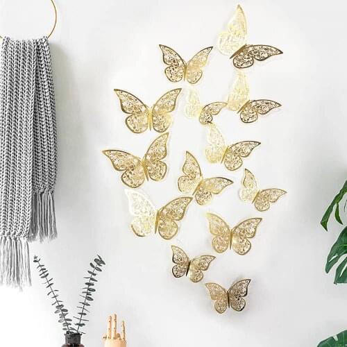 36Pcs mariposas decorativas D Butterfly Wall Stickers 3 Sizes Butterfly Wall Decals Room Decoration for Bedroom Party Wedding