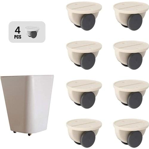 4PC Adhesive Pulleys Low-Oise Storage Box Pulley Cupboard Trash Can Pulley Home Silent No Scratches Box Wheel Furniture Hardware