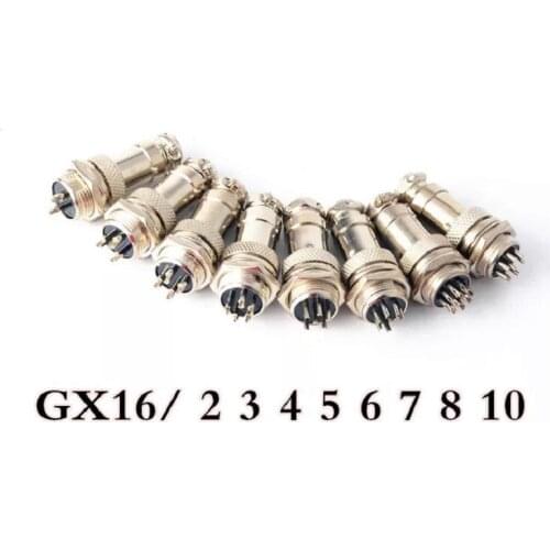 5sets GX16 2/3/4/5/6/7/8/10 Pin Male + Female 16mm Diameter Wire Panel Circular Connector, Aviation Connector Socket Plug