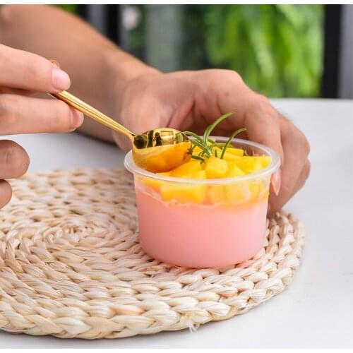 50pcs Net red plastic pudding cup round small dessert cups ice cream cup packaging cake box baking packaging pastry cup with lid