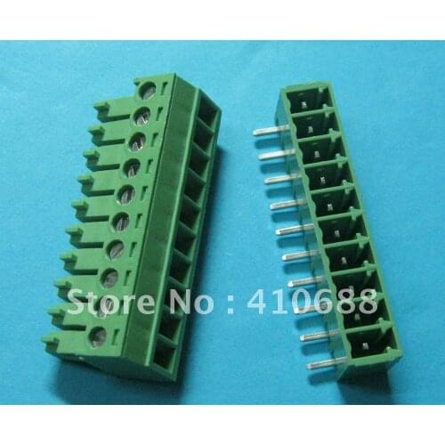 50 Pcs Pitch 3.5mm Angle 10way/pin Screw Terminal Block Connector Green Color T Pluggable Type