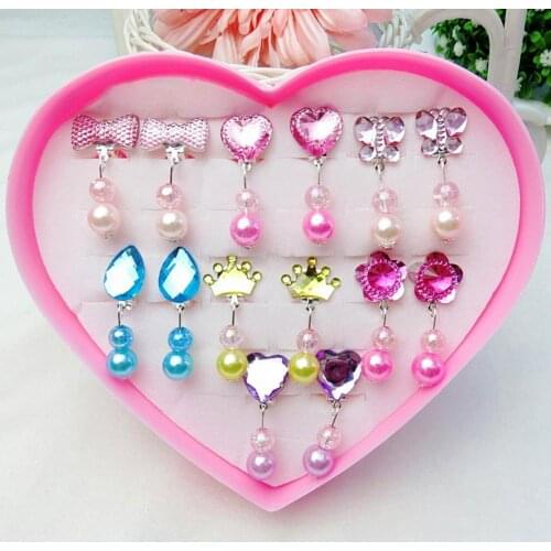 7 Pairs Girls Faux Pearl Dangle Ear Clip Earrings Non Piercing Princess Jewelry