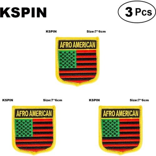Afro American 1 Shiled Shape Flag Patches National Flag Patches For Cothing DIY Decoration