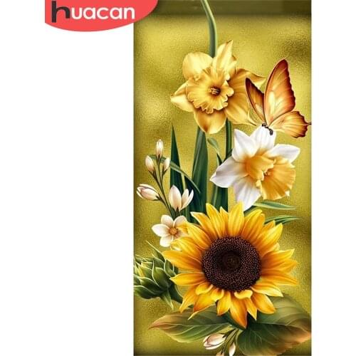 HUACAN 5d Diamond Painting Sunflower Mosaic Butterfly DIY Diamond Embroidery Cross Stitch Flower Needlework Home Decor Kits