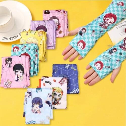 Anime Arm Sleeves Bicycle Sleeves UV Protection Running Cycling Sleeves Sunscreen Arm Warmer Demon Slayer Cartoon Arm Cover Cuff