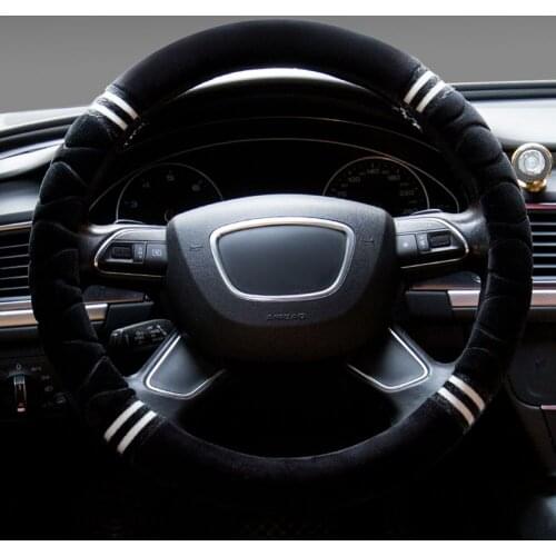 Car Steering Wheel Sleeve Winter Short Plush Anti-slip Warm Steering Covers for Men and Women