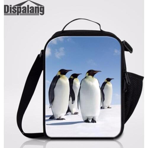 Dispalang Cute Penguin Prints Lunch Bag For Kids Insulated Thermal Cooler Bag Portable Picnic Lunch Carry Bag Children Food Bag