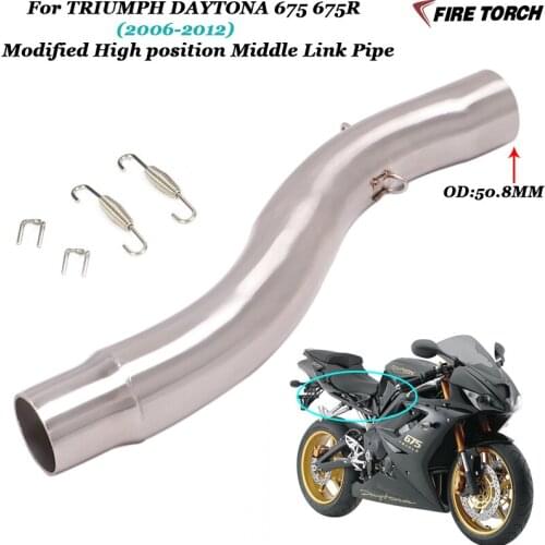 For TRIUMPH DAYTONA 675 675R 2006-2012 Motorcycle Exhaust System escape Modified 51MM High position Middle Link Pipe