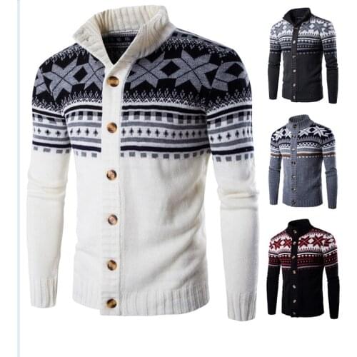 Hot 2020 spring autumn new mens sweater fashion big snowflake knit cardigan sweater coat factory direct sales pull homme