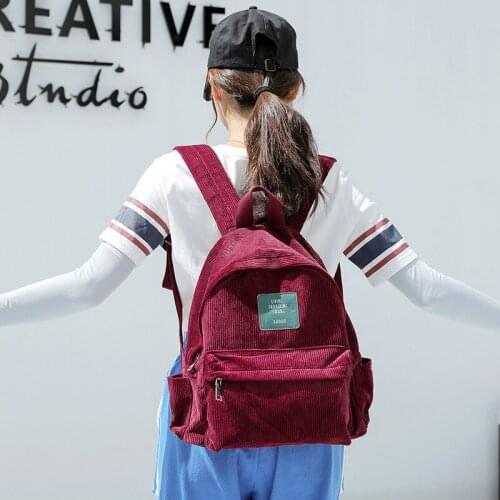 New Fashion Corduroy Backpack Women School Bags For Teenage Girls Travel Backpack Anti Theft Backpack Kawaii Backpack Mochila