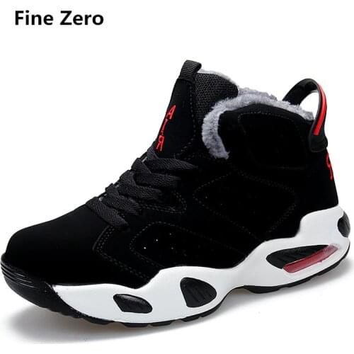 Unisex Snow Boots Men Winter Warm Fur Plush High Tops Sneakers Male Air Cushion Boots Casual Lace Up Autumn Lover Flats Shoes