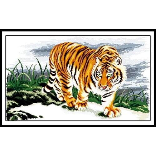 King Tiger Patterns Needlework kit 14CT 11CT Cross Stitch Set Printed on Canvas Embroidery Kits Cross Stitch DIY Handmade Crafts