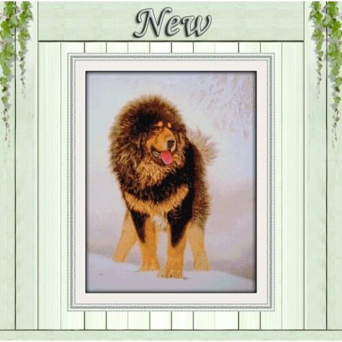 The Tibetan mastiff King Power dog,counted printed on canvas DMC 11CT 14CT Cross Stitch kit,needlework Set all embroidery,snow