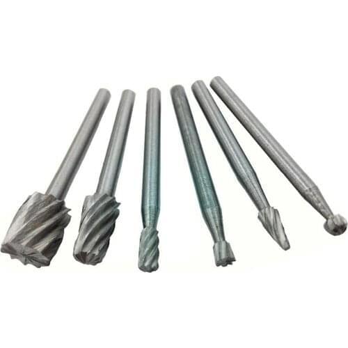 Free Shipping 6PC HSS Rotary Burr Set Routing Router Bit For Dremel Rotary Tool Accessories Mill Cutter with 1/8" 3.2mm Shank