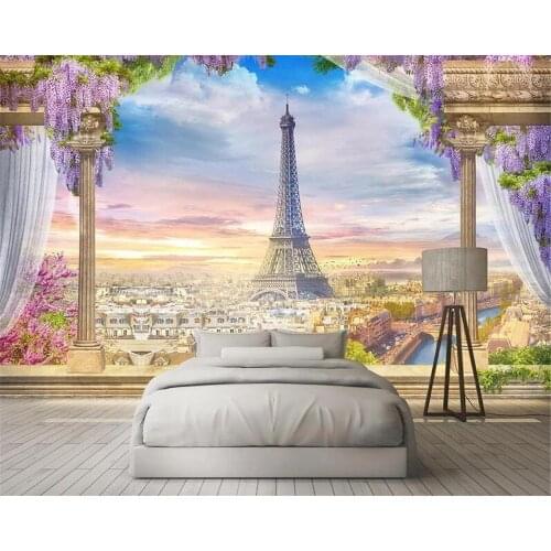 Custom home background wall 3d wallpaper palace Roman column iron tower city bedroom living room photo 3d mural wallpaper