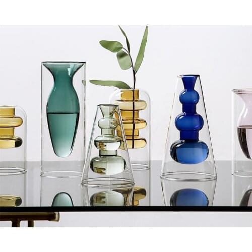 Nordic Home Decoration Glass Vase Office Desktop Decoration Vase Hydroponic Vase Small Plant Vase Decoration Terrarium Decor