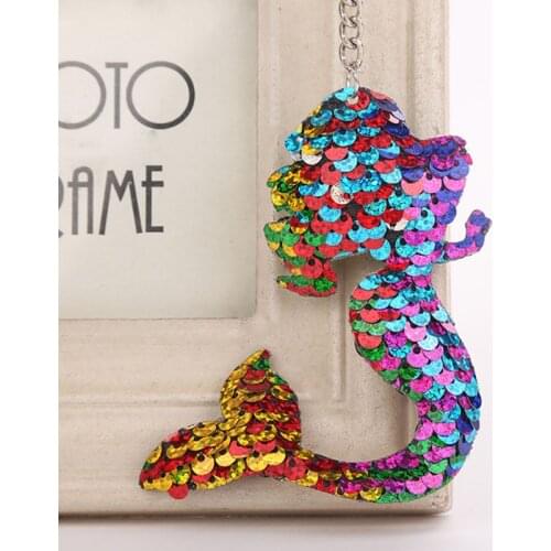 New Glitter Keychain Sequins Mermaid Tail Key Chain Fish for Women Llaveros Mujer Car Bag Accessories Key Ring WJ5512