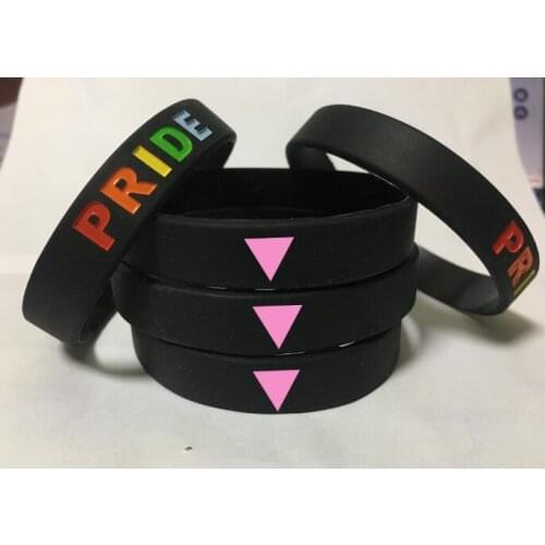 Debossed logo PRIDE Silicone bracelet Gay Pride Wristband Gay Silicone Print Logo Rosa Winkel Pink angle Bracelet