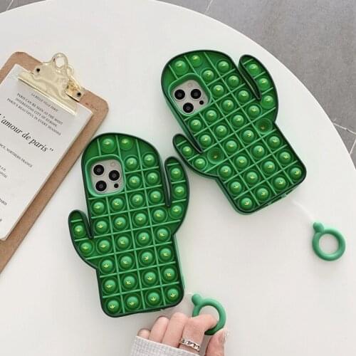 Silicone cactus Relief Stress Anxiety Decompression Peas toys case for iphone 12 pro 11pro max se 2020 xs xr x 8 7 plus 6 6s bag