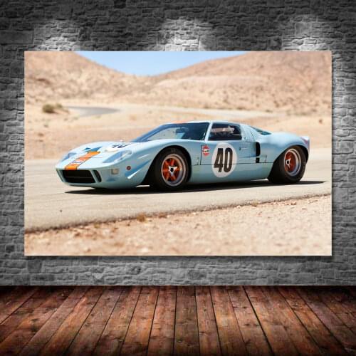 Modern Painting Gulf Ford GT40 Le Mans Racing Car Classic Car Wall Art Posters Canvas Prints for Home Room Decor
