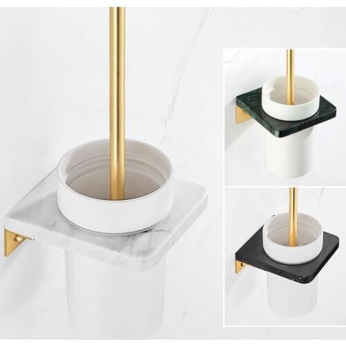Light Luxury Marble Toilet Brush Holder Black Wash Toilet Brush Bathroom Long Handle Cleaning Brush Marble Toilet Brush Base