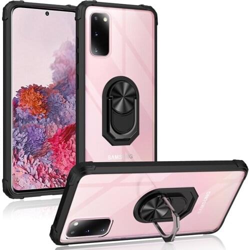 For Samsung Galaxy S20 Plus S 20 20+ 20Ultra Case Cover Armor Transparent Military Shockproof Magnetic Holder Ring Case Fundas