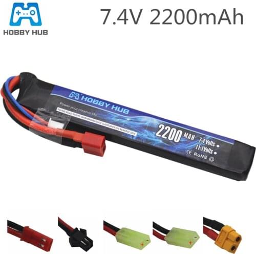 Hobby Hub Water Gun Lipo Battery 2S 7.4V 2200mAh 30C Tamiya T Connector AKKU Mini Airsoft BB Air Pistol Electric Toys RC Parts