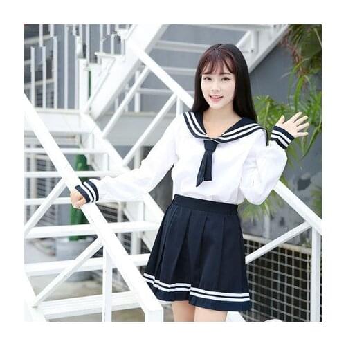 Japanese School Uniform Kawaii Girls JK Suit Woman 2pc High School Student Sailor Navy Set Cosplay Costumes Anime Pleated Skirts