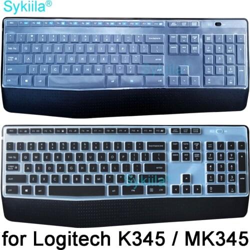 Keyboard Cover for Logitech MK345 K345 Protective Protector Skin Case Black Clear Silicon TPU Skin Computer