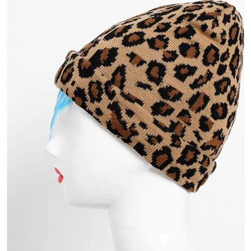 Winter women Warm ski hat mens baseball sports run Autumn cap Autumn Leopard Printed Knitting Soft Beanie running Hiking Hat