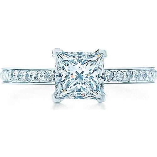 1 Carat 18K White Gold Princess Cut Credible Simulate Diamond Women Wedding Ring Best Simulate Diamond Brilliant As Real