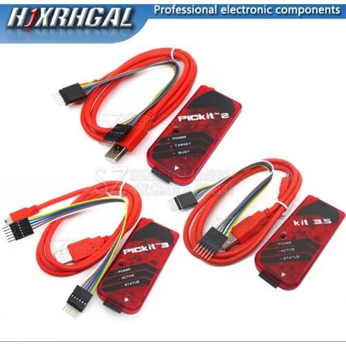 1PCS PICKIT2 PICKIT3 PICKIT3.4 PIC Kit2/3/3.5Simulator PICKit 2/3/3.5 Programmer Emluator Red Color w/USB cable Dupond Wire