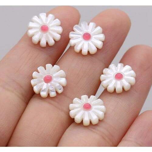 2Pcs Small Beads Natural Seashell Sea Water Sunflower Beads Pendant for Jewelry Charm Making DIY Necklace Earrings Accessories