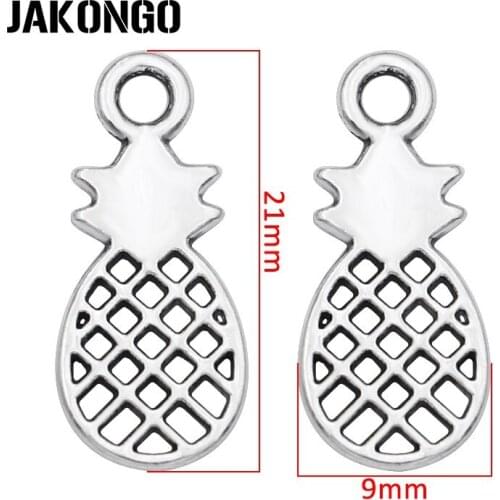 40PCS Antique Silver Plated Pineapple Charms Pendants for Jewelry Making Bracelet DIY Accessories Craft 21x9mm