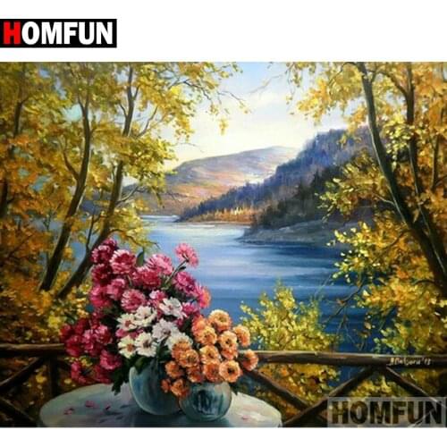 HOMFUN 5D DIY Full Square/Round Diamond Painting Flower landscape Diamond Embroidery Decor Home Picture Rhinestone A16554