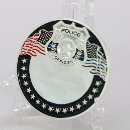 American Police Officer Thin Blue Line Commemorative Coin Police Silver Plated Collectible Coin Gift Challenge Coin