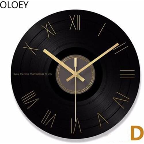 Large Vinyl Record Wall Clock Retro Luxury Industrial Roman Digital Black Clock Retro Home Decor Modern Wall Clock Horloge Clock