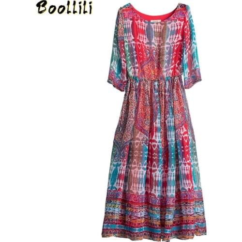 Boollili Beach Summer Dress Women Silk Long Party Dress Plus Size Print Clothes Elegant Ladies Maxi Vestidos Verano 2020