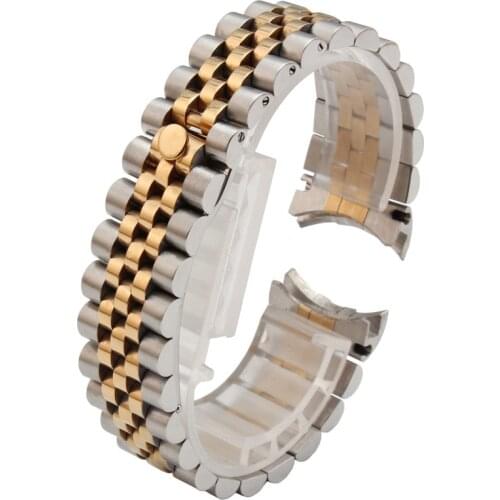 21mm Stainless Steel 2 Tone Gold Jubilee Watch Band Compatible with Rolex 41 Or 41mm Datejust II 2 Stainless Solid End